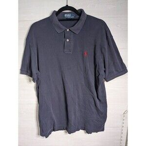 VINTAGE Polo Ralph Lauren Shirt Men Large Navy Blue Red Pony Logo Cotton Classic